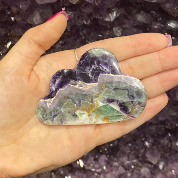 Rainbow Fluorite Cloud with Easel Stand, Kids Bedroom Decor, Shelf/Office Decor - Picture 4 of 8